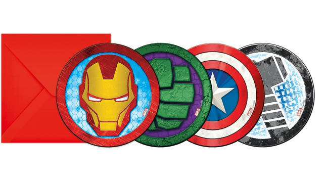 Avengers Indbydelser til Superheltefest – 6 stk.