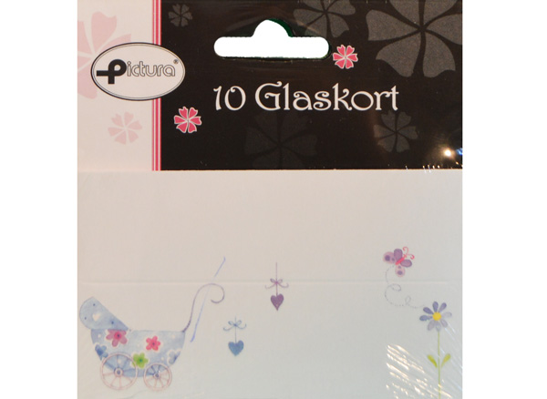 Bordkort til Dåb Dreng - 10 Stk med Barnevogn Design