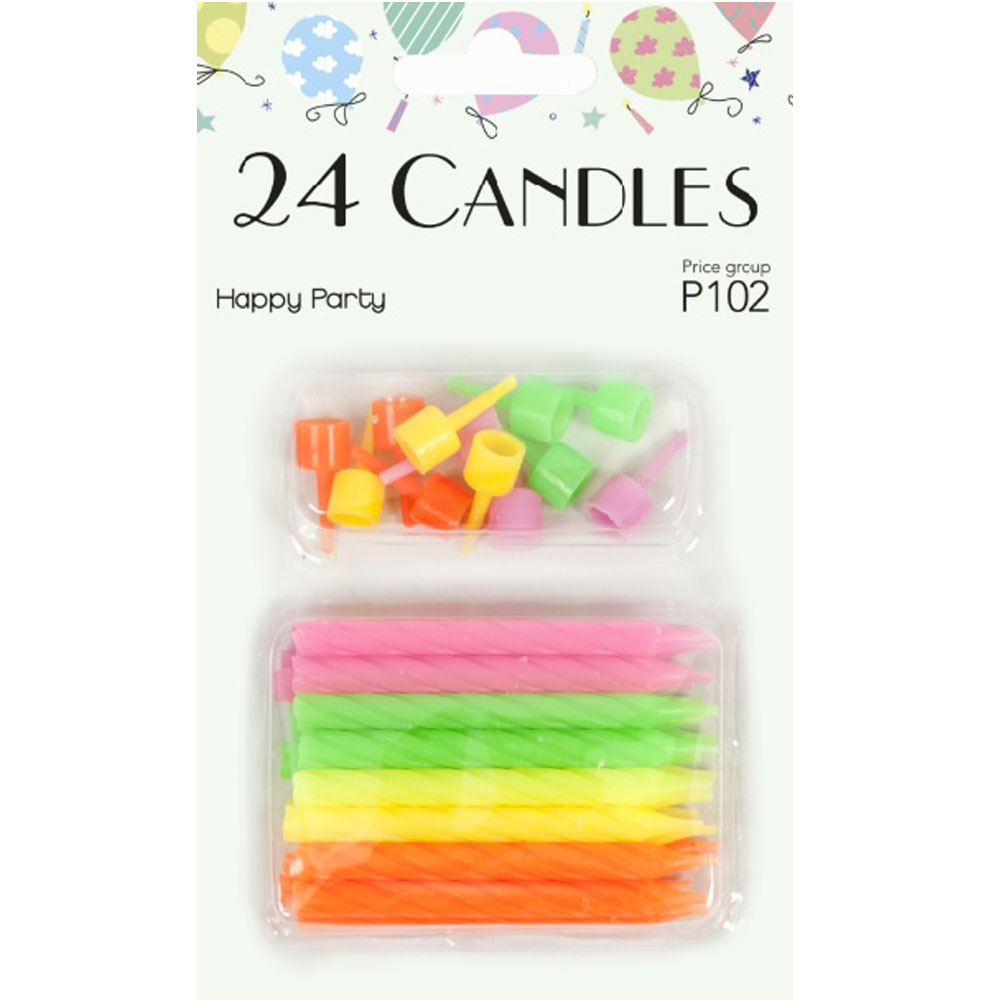 Neon Kagelys 24 Stk – Gør Din Fest Farverig og Uforglemmelig!