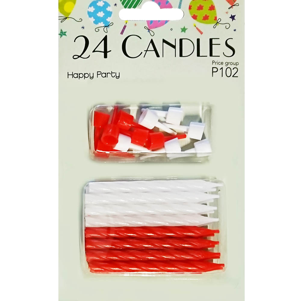 Festlige Røde og Hvide Kagelys – 24 Stk til Fejringer