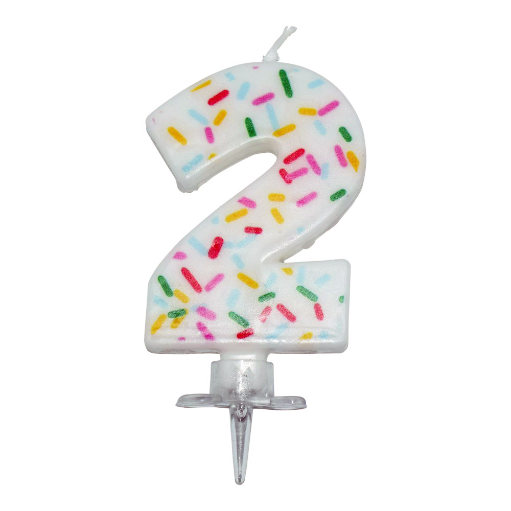 Nummerlys Nr. 2 med Krymmel til Fødselsdagskage