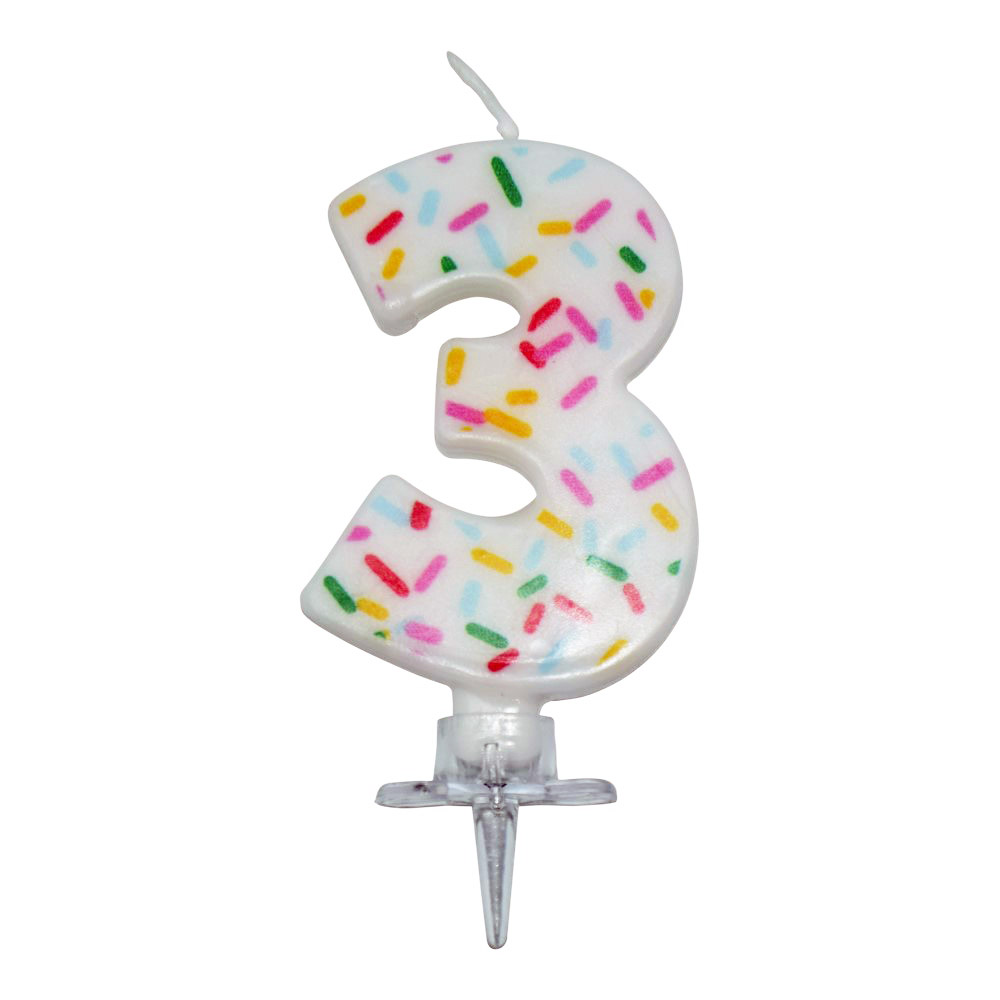 Nummerlys Nr. 3 med Krymmel til Fødselsdagslagkage