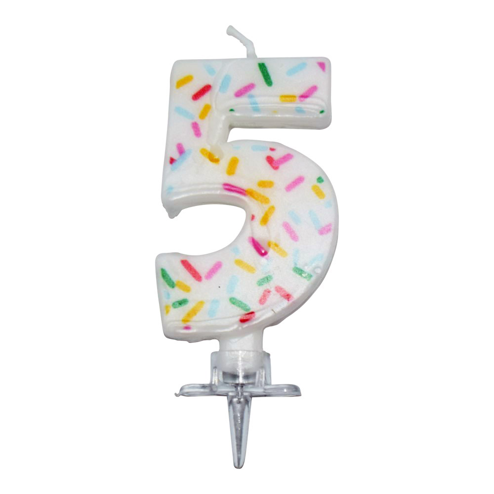 Nummerlys med Krymmel til Fødselsdag nr. 5 - Festligt Tilbehør