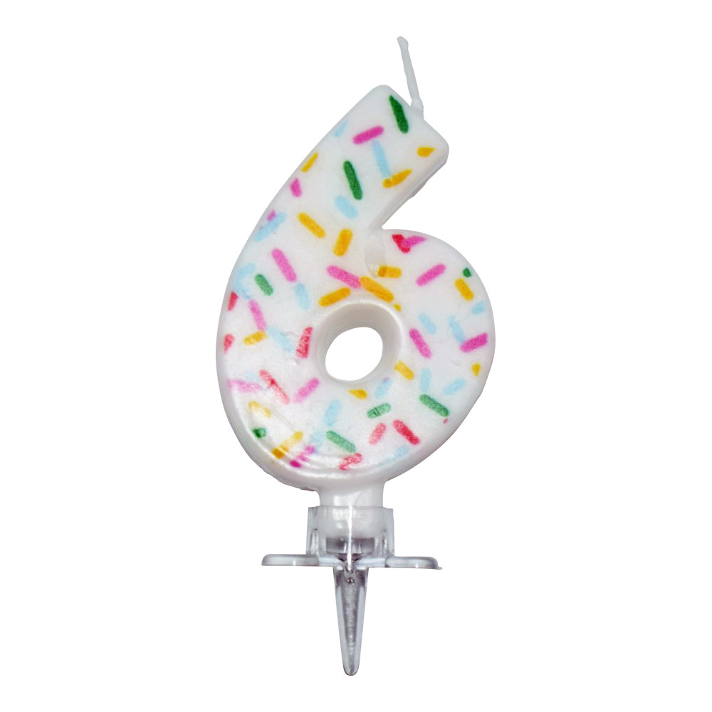 Nummerlys Nr. 6 med Krymmel til Fødselsdagskage