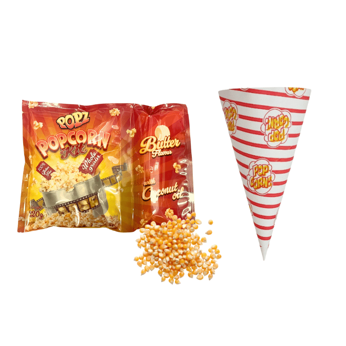 Popcorn Festpakke med 100 Portioner – Alt Inkluderet!