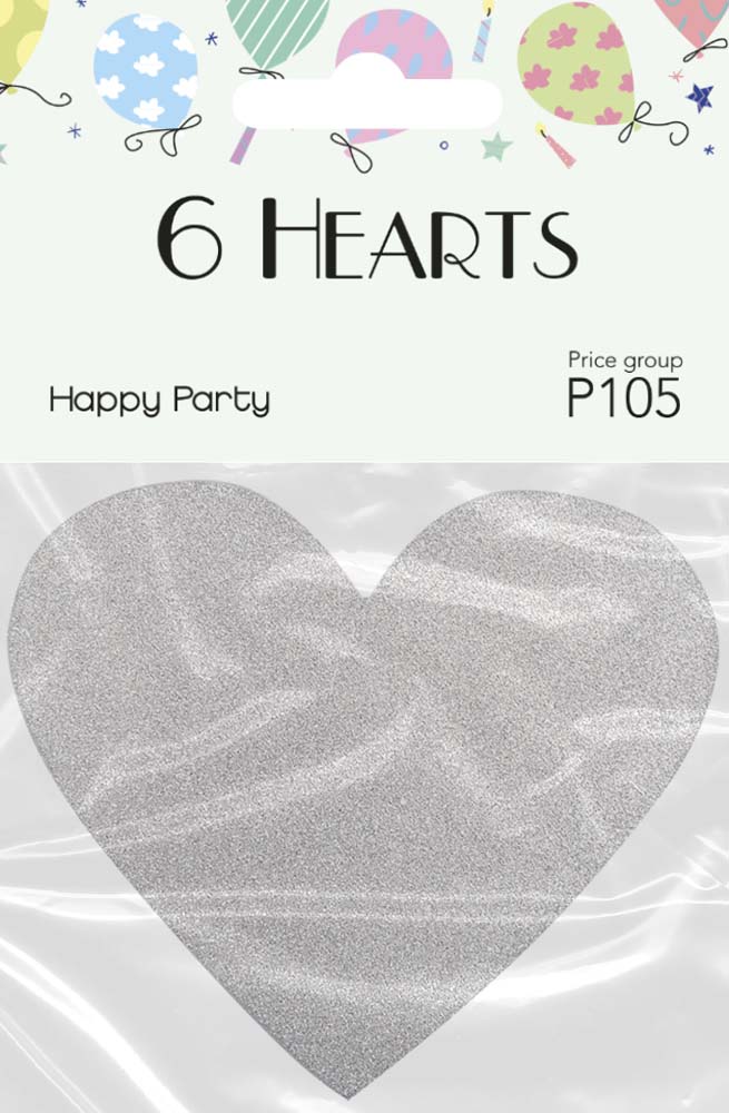 Sølv Hjerter med Glimmer – Julepynt 6 Stk til Dekoration