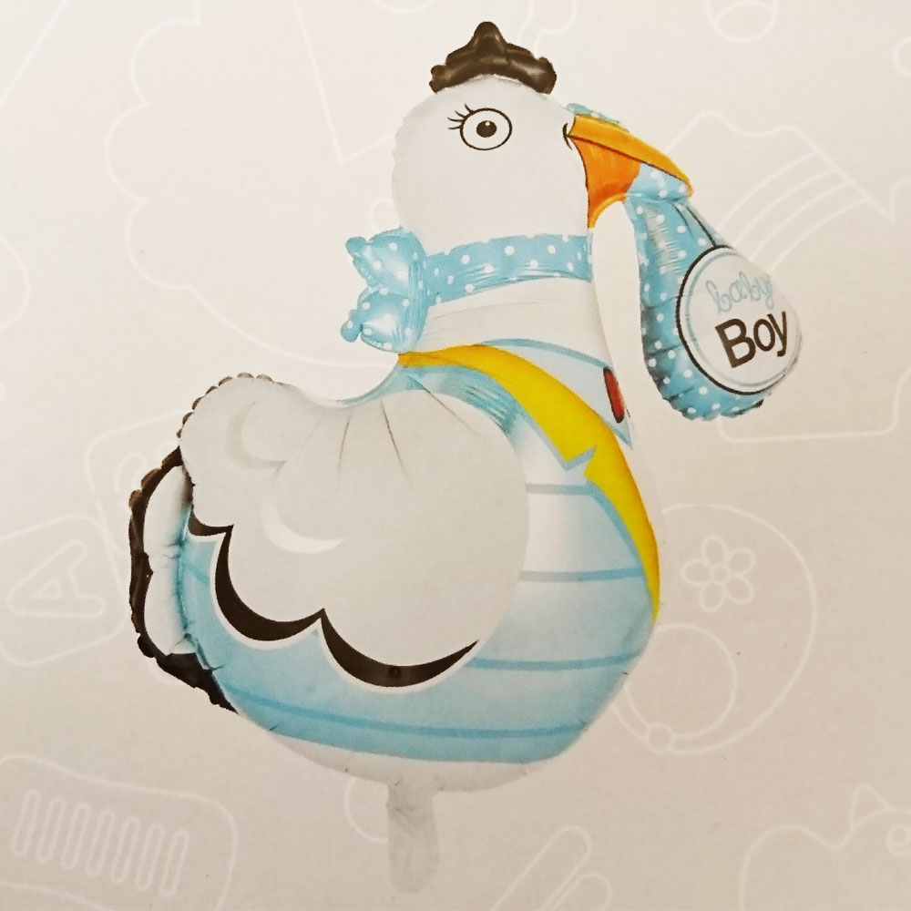 Lyseblå Stork Folieballon – Perfekt til Baby Shower!