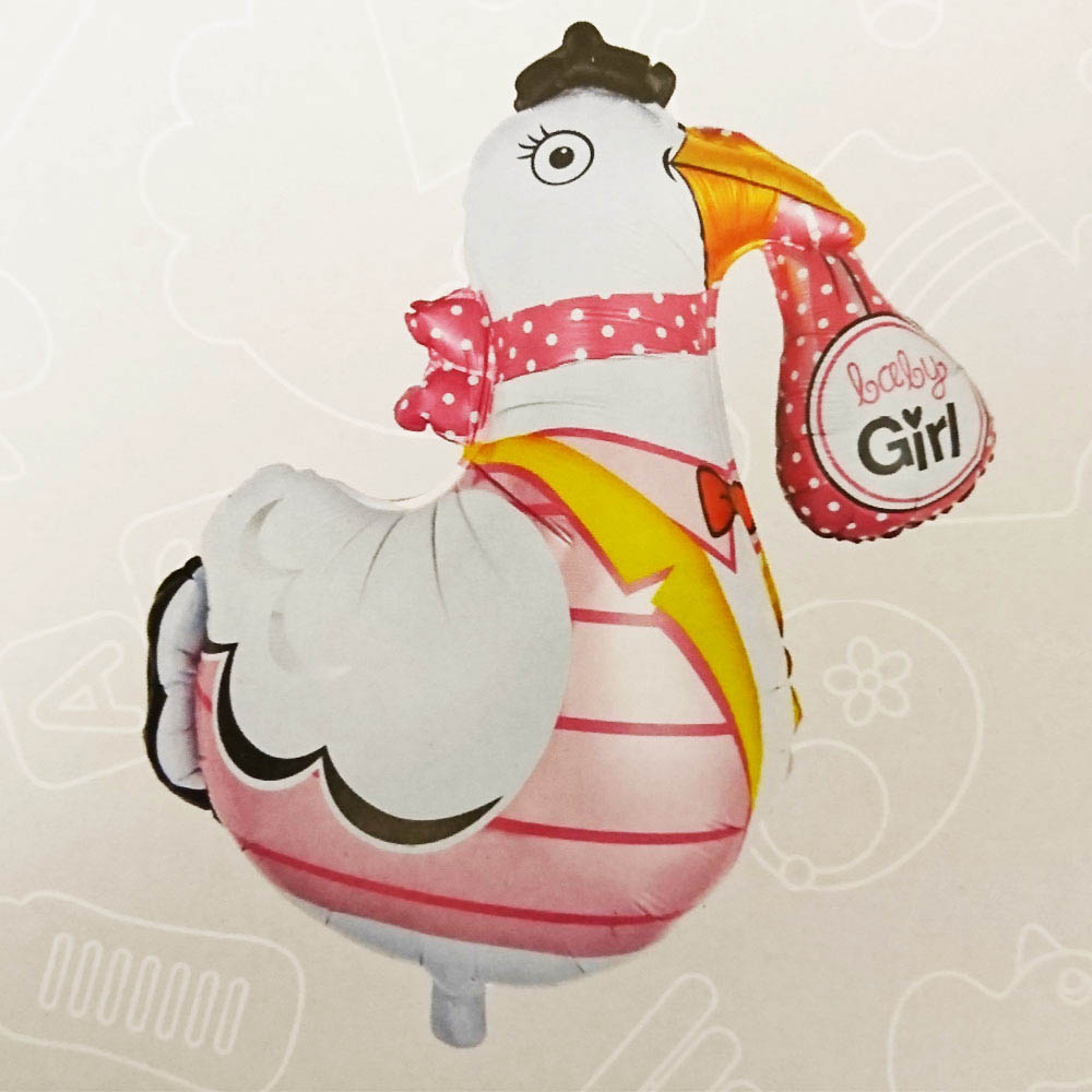 Lyserød Stork Folieballon til Baby Shower Fest!