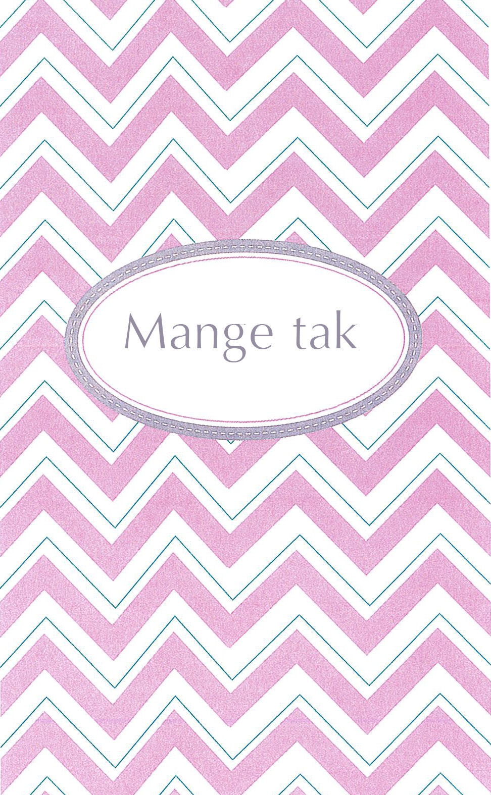 Lyserøde takkekort med sølvtryk – 5 stk. inkl. kuverter