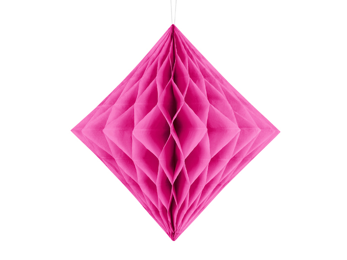 Diamant Honeycomb i Mørk Pink - 20 cm Festpynt