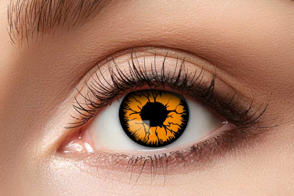 Uhyggelige Orange Monster Kontaktlinser til Festen!