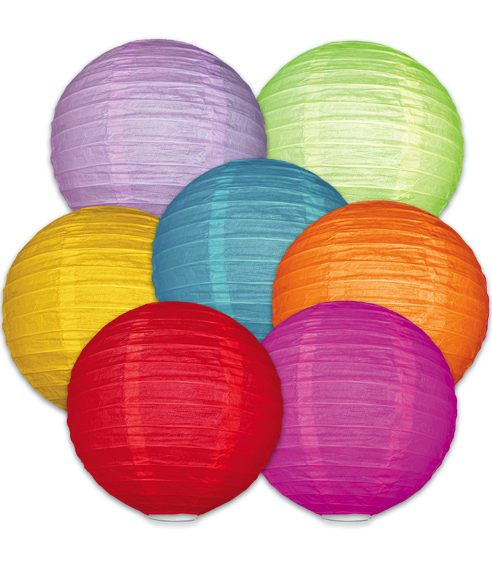 Farverig Papir Lanterne til Fest - 40 Cm