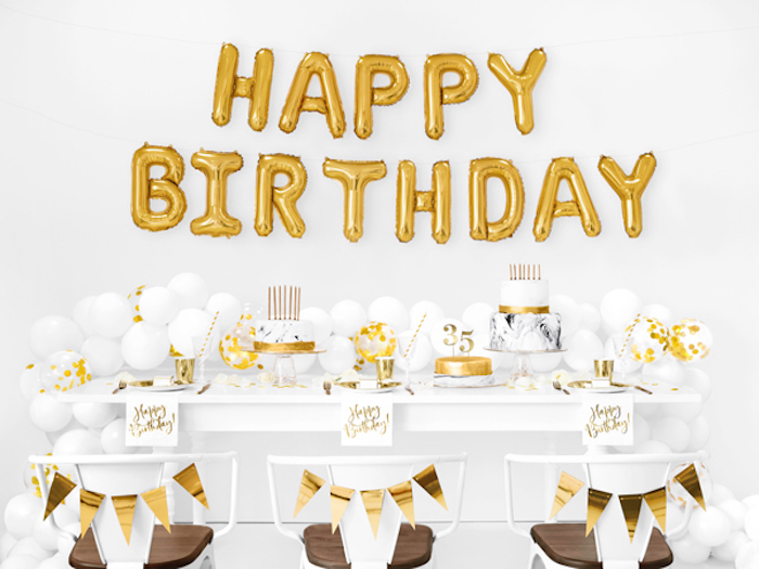 Guld Happy Birthday Folieballon - Festlig Dekoration