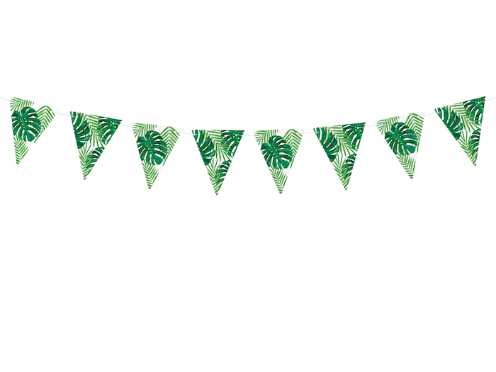 Hawaii Guirlande med Grønne Blade - Tema Festdekoration