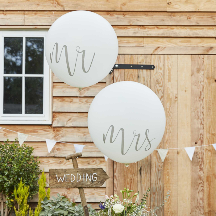 Mrs Ballon 2x Hvid - Perfekt til Brylluppet