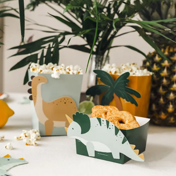 Dinosaur Popcornbægere til Fest - 6 stk.