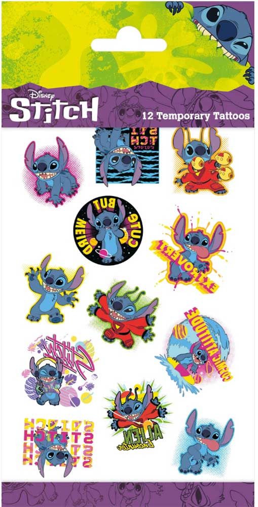 Stitch Midlertidige Tatoveringer – 12 Stk til Festen