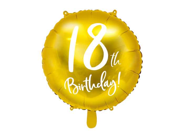 18 års Fødselsdagsballon i Guld - Festlig Dekoration