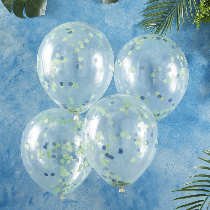 Blå   Grøn Konfetti Ballon 5x 30