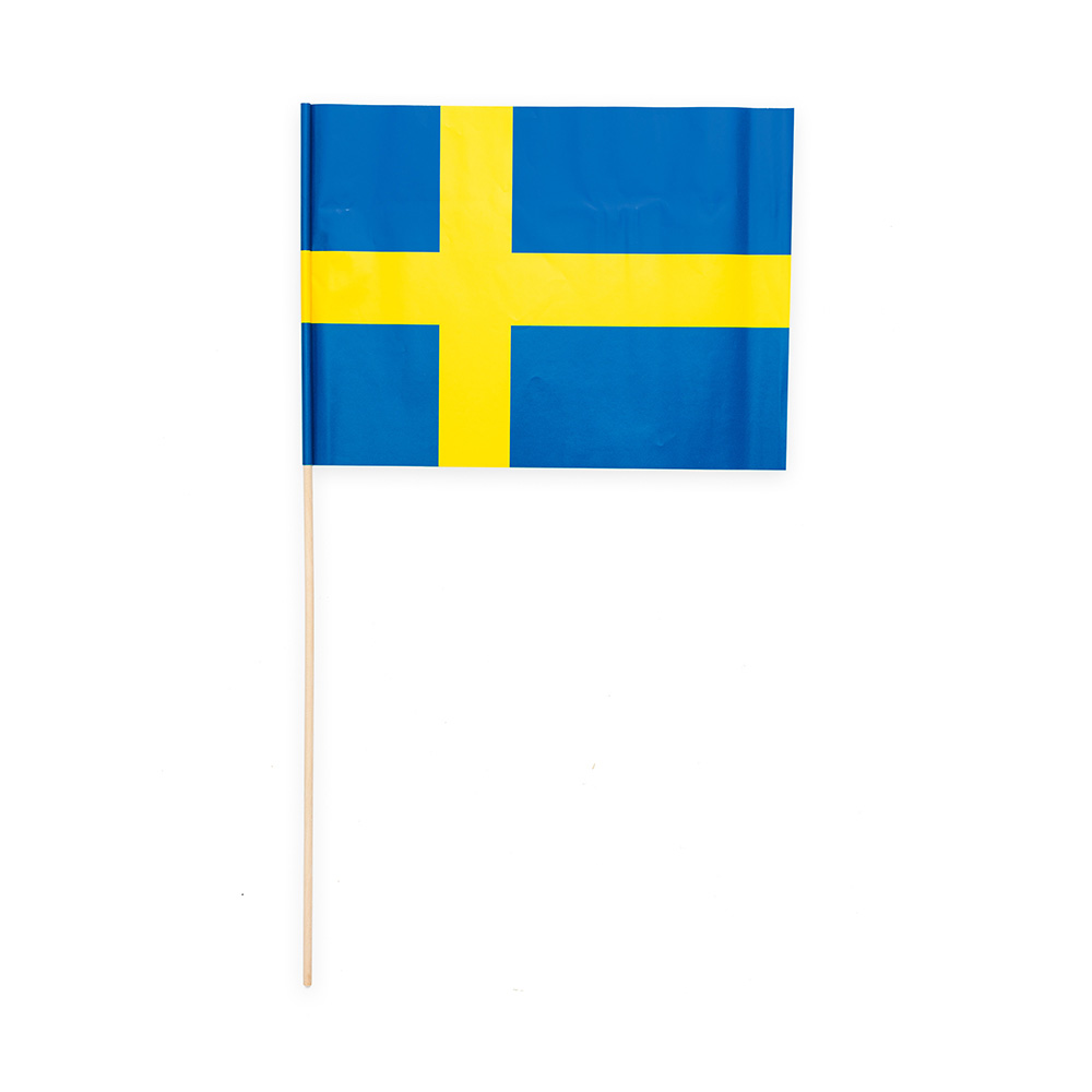 Svenske papirflag på pind – 10 stk til festlige lejligheder