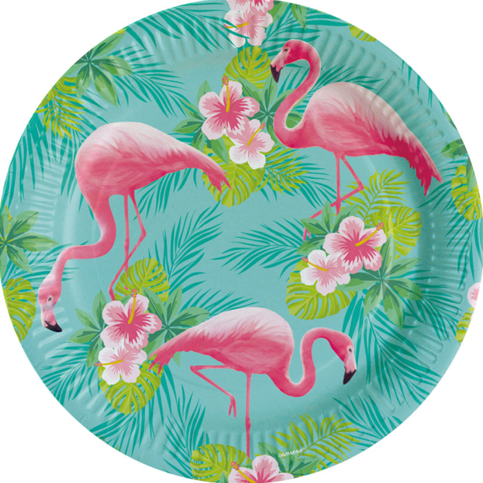 Flamingo Tallerkner 8 stk. - Perfekt til Hawaii Tema!