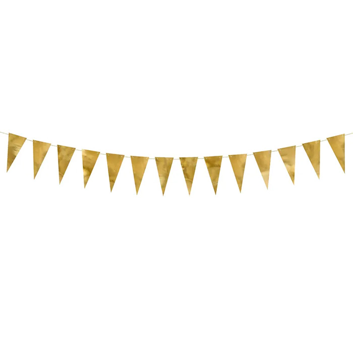 Guld Guirlande med Flag - 15 Meter til Nytårsfesten