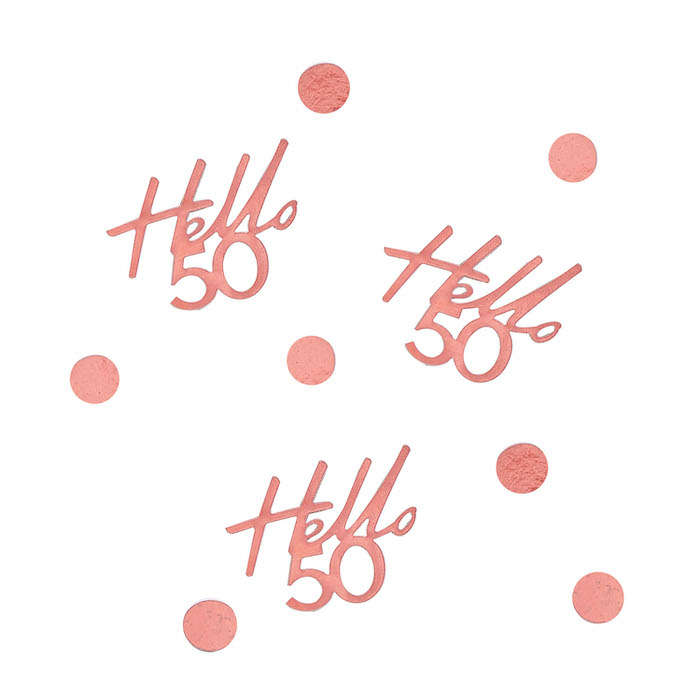 Hello 50 Rose Gold Konfetti til Fødselsdag Deko