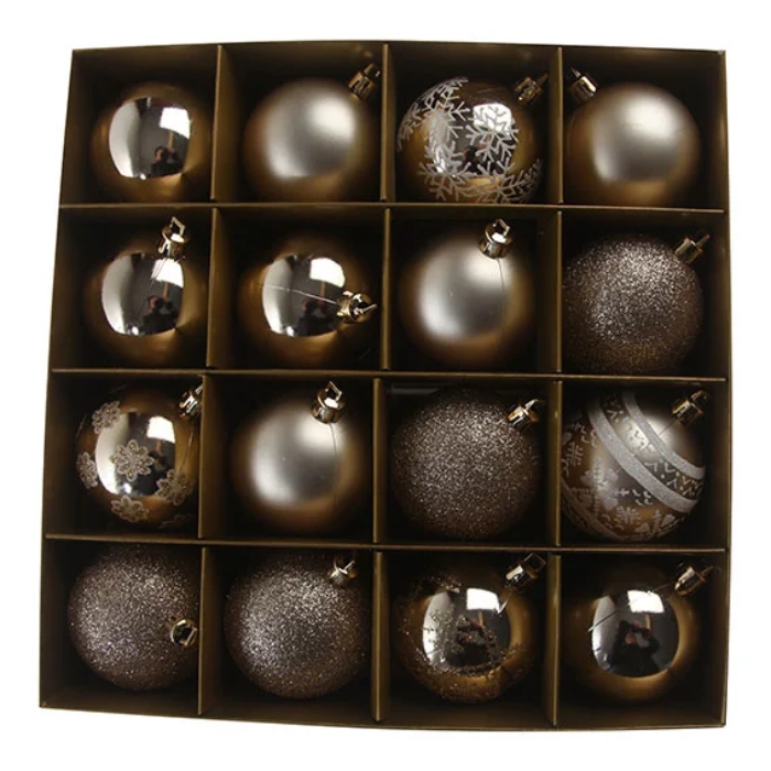 Julekugler i Mat og Skinnende Guld med Glimmer - Julestemning!