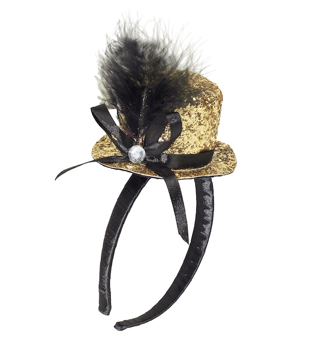 Mini Glitter Rund Hat i Guld - Perfekt til Fest!