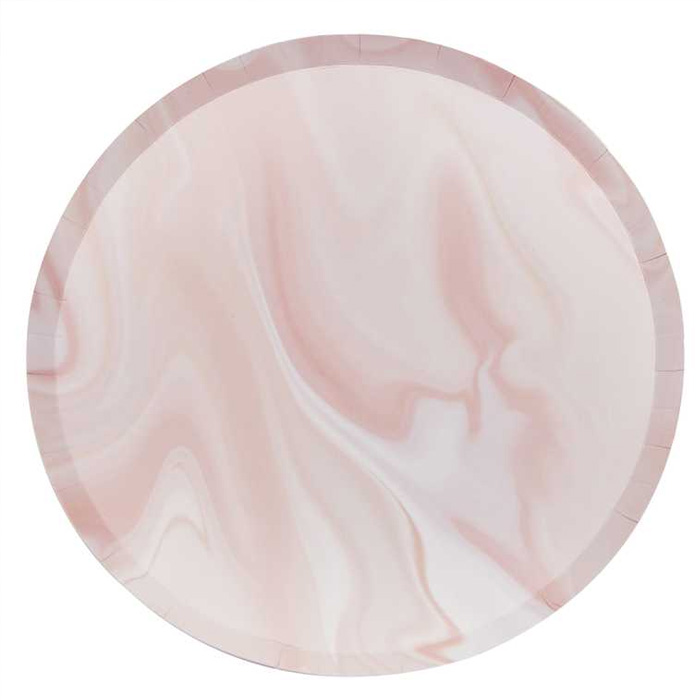 Pink Marmoreret Tallerkner - 8 stk. til festlige anledninger