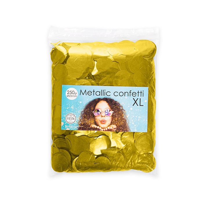 Rundt Metallisk Guld Konfetti - 250 Gram Til Festen!