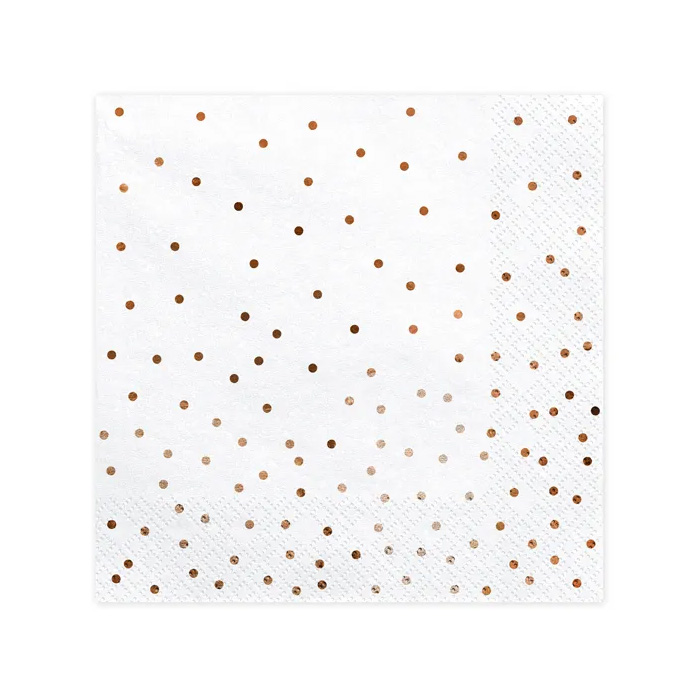 Servietter med rose gold prikker - 20 stk. til nytår