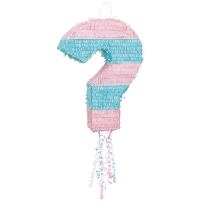 Spørgsmålstegn Gender Reveal Piñata i Blå og Pink