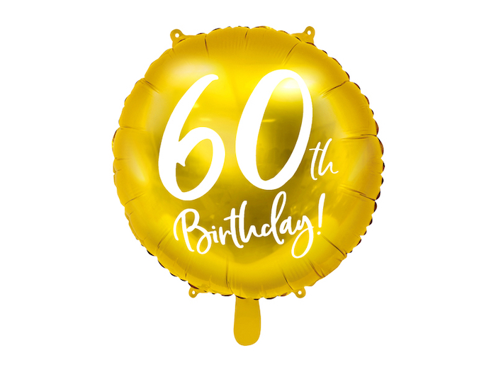 60 års Fødselsdagsballon i Guld - Festlig Dekoration