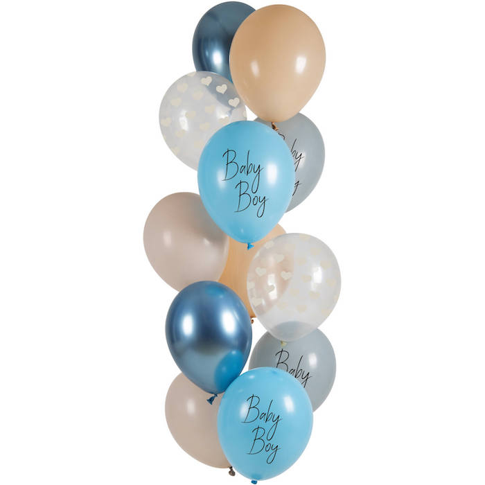 Blå Balloner til Baby Dreng - 12 stk.