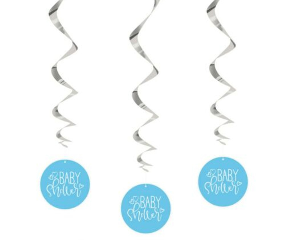 Lyseblå Spiraler til Babyshower – Festlig Dekoration