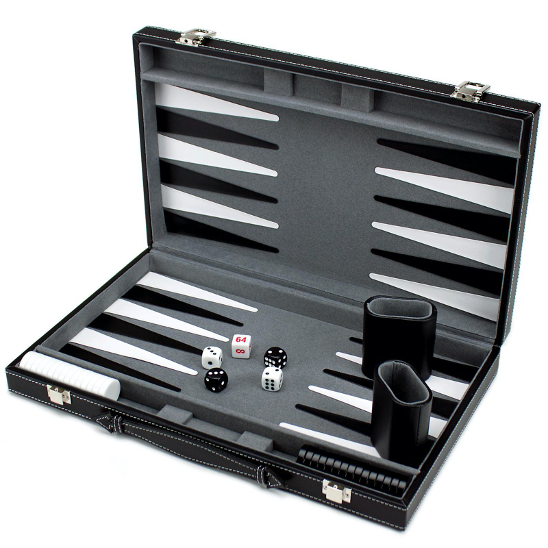 Backgammon Deluxe med brikker og terninger - Udsalg!