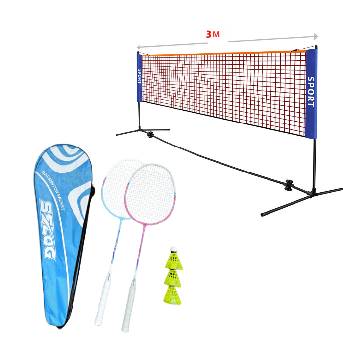 Badmintonsæt med net, ketchere og bolde til gode priser!