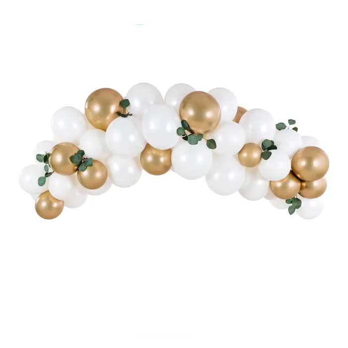 Ballon Guirlande i Hvid og Guld - Festlig Meter Deko
