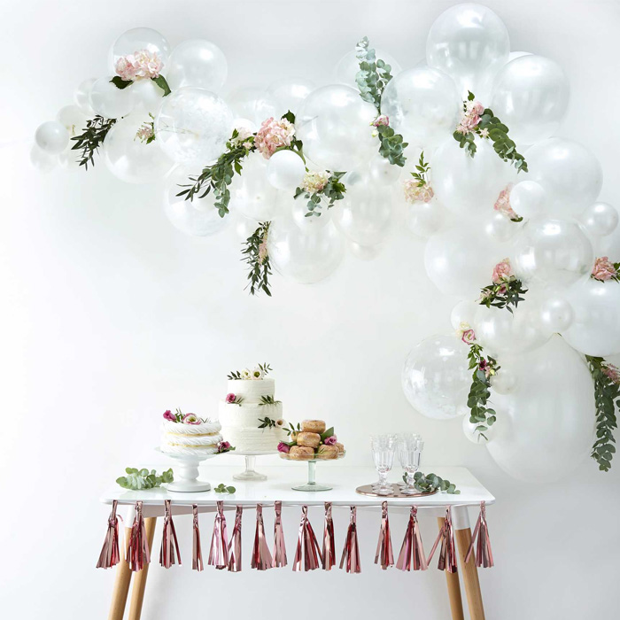Perle Hvid Ballonbue - 70 Festballoner til Bryllup