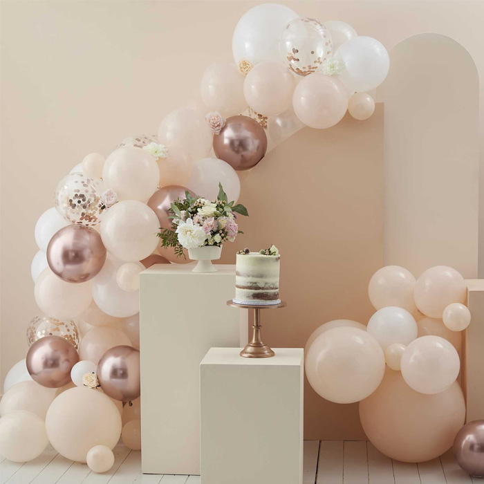 Ballonbue i Rose Gold med Konfetti - 76 Dele Tilbud