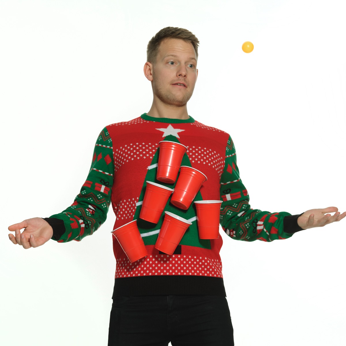 Beer Pong Julesweater i Økologisk Bomuld til Julefrokost