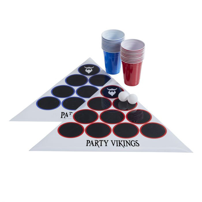 Beer Pong Sæt med Trekantsduge, Bolde og Kopper