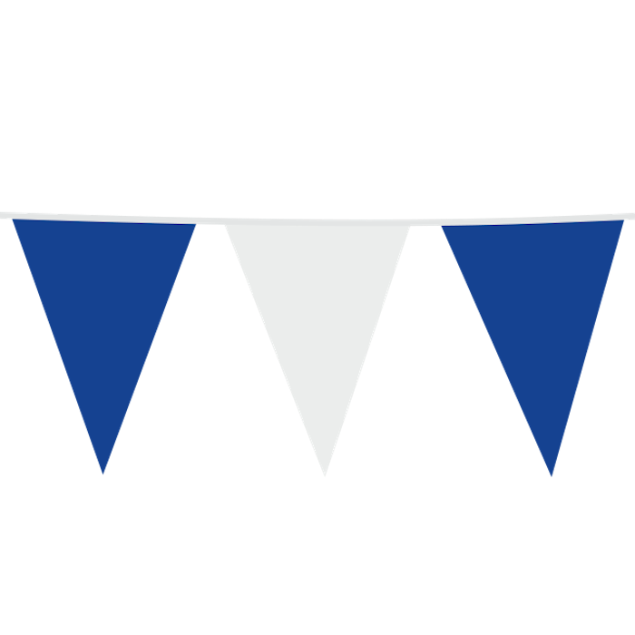 Blå og Hvid Flagguirlande - 30 Meter til Festen