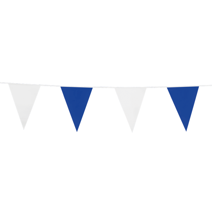 Blå og Hvid Flagguirlande til Fest - 20 m lang