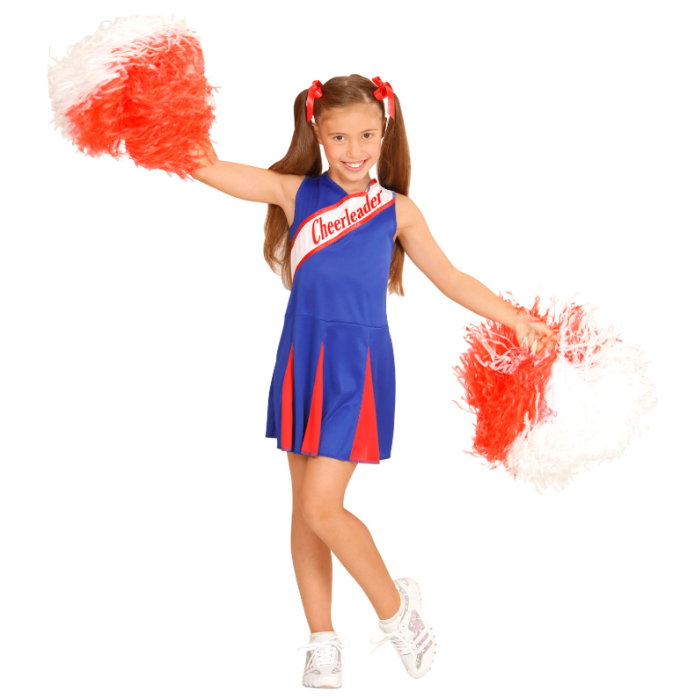 Blå og Rød Cheerleader Kostume til Børn - Fantastisk Tilbud!