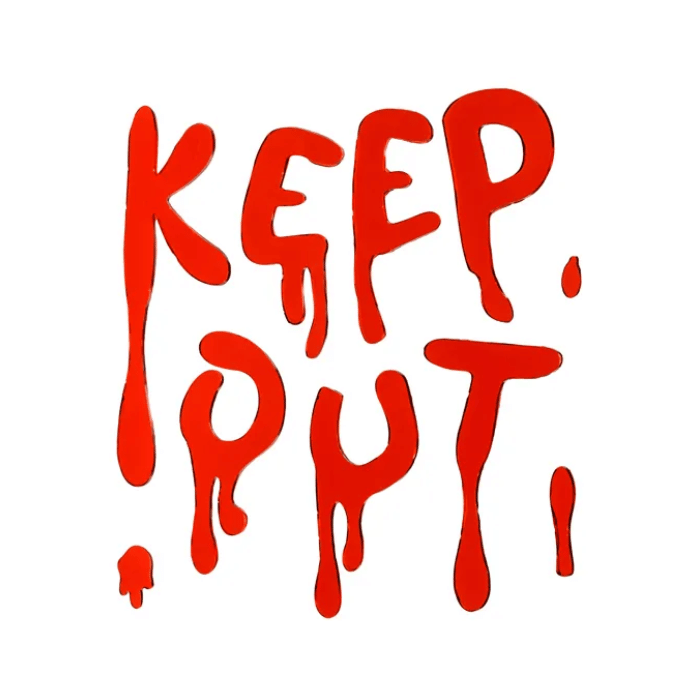 Blodig "Keep Out" Halloween Klistermærke til Fest