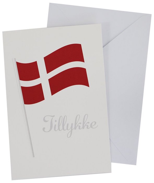 Dannebrog Fødselsdagskort med Kuvert - Perfekt Pynt!