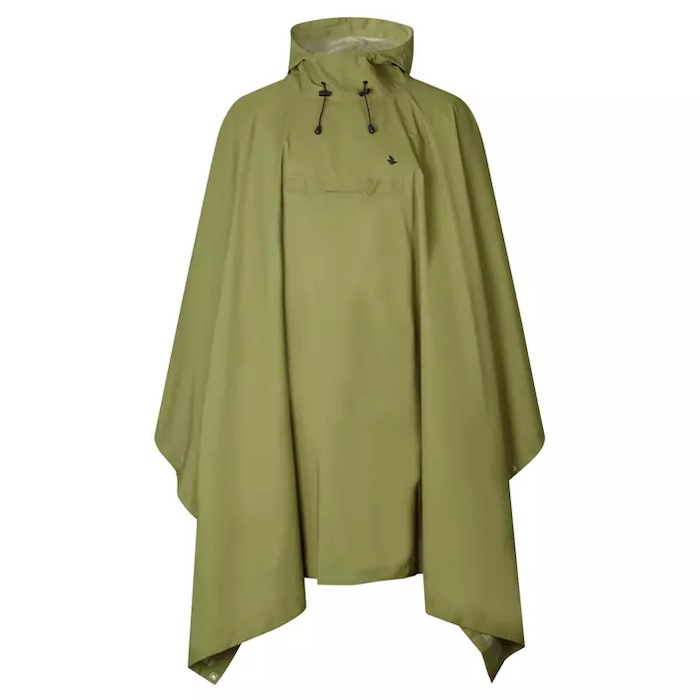 Deluxe Regn Poncho med Lommer og Hat - Oliven Grøn