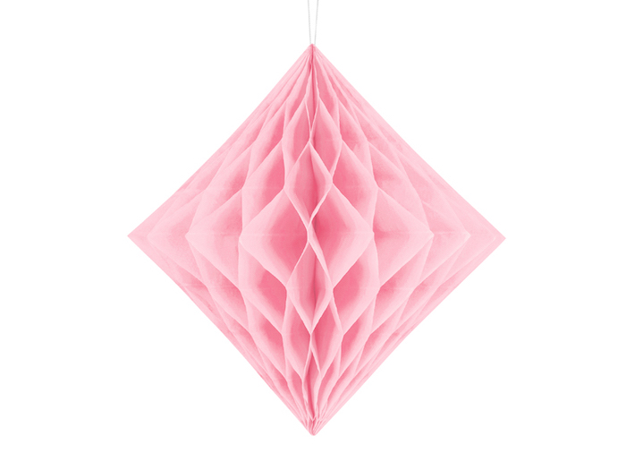 Diamant Honeycomb i Lyserød - 30 cm til Festdekoration